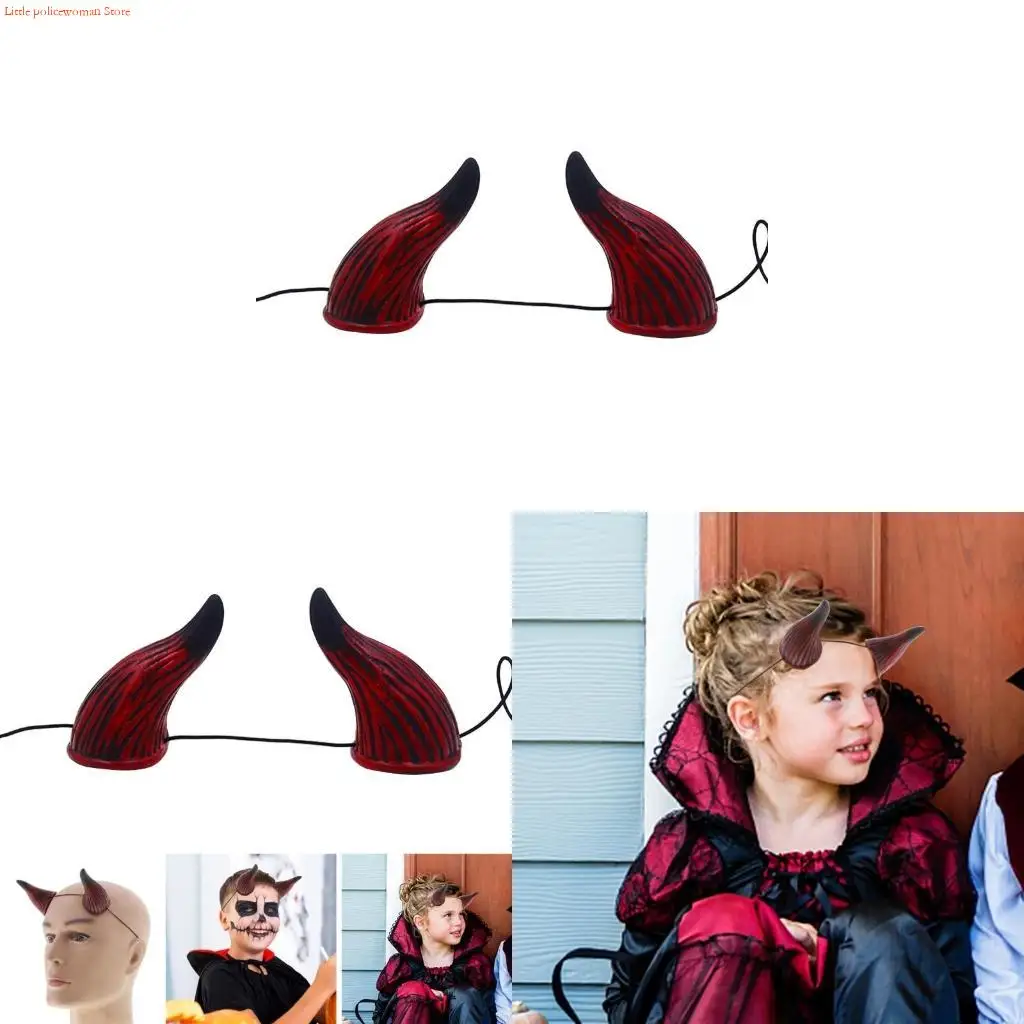 F92D Cosplay Ox Horn Hairband Halloween Hairhoop Family Gathering Party Prop Headwear