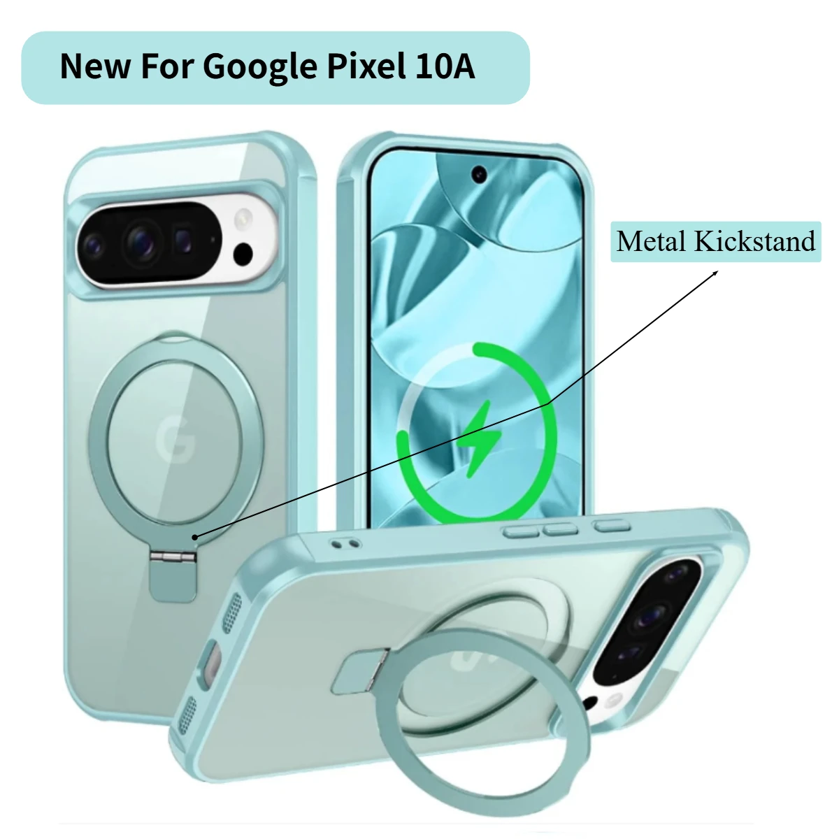 Heavy Duty Clear Magnetic Metal Stand Case for Google Pixel 10A 10 9 Pro XL for Magsafe Ott-Box Drop Protection Shockproof Cover