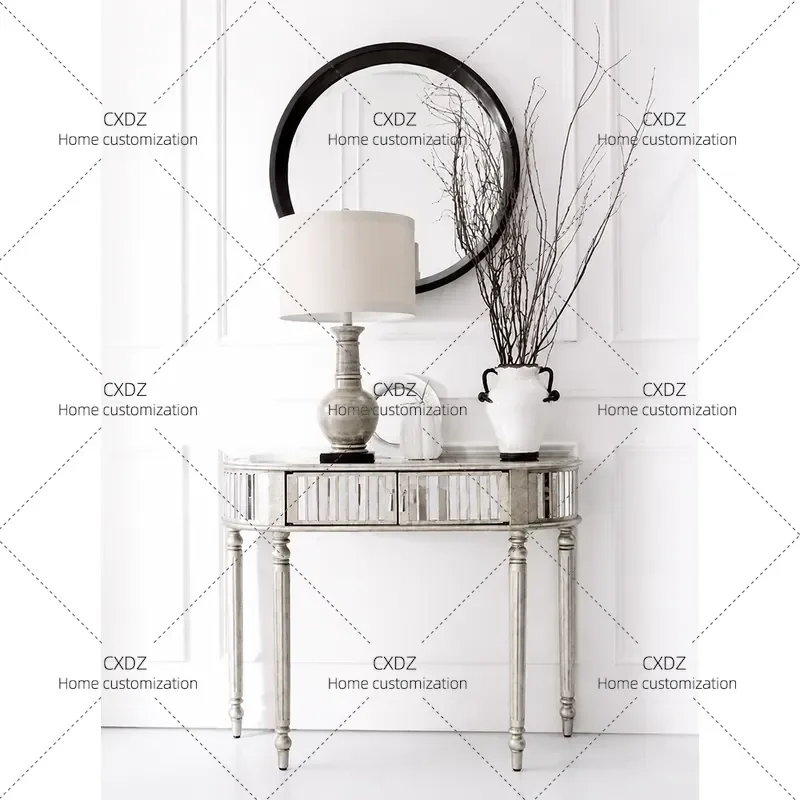 Modern Light Luxury Semi Round Console Table for Entryway Hallway Aisle Behind Door Simple End Side Table for Living Room