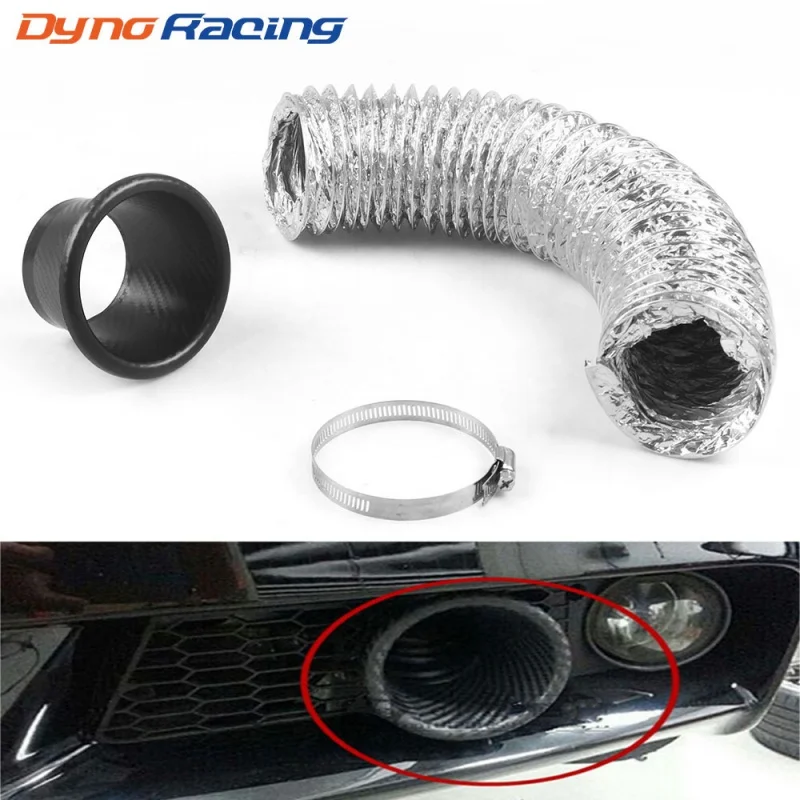 

Car Modification Front Bumper Turbine Intake Tube Kit Universal Carbon Fiber Cold Air Intake System