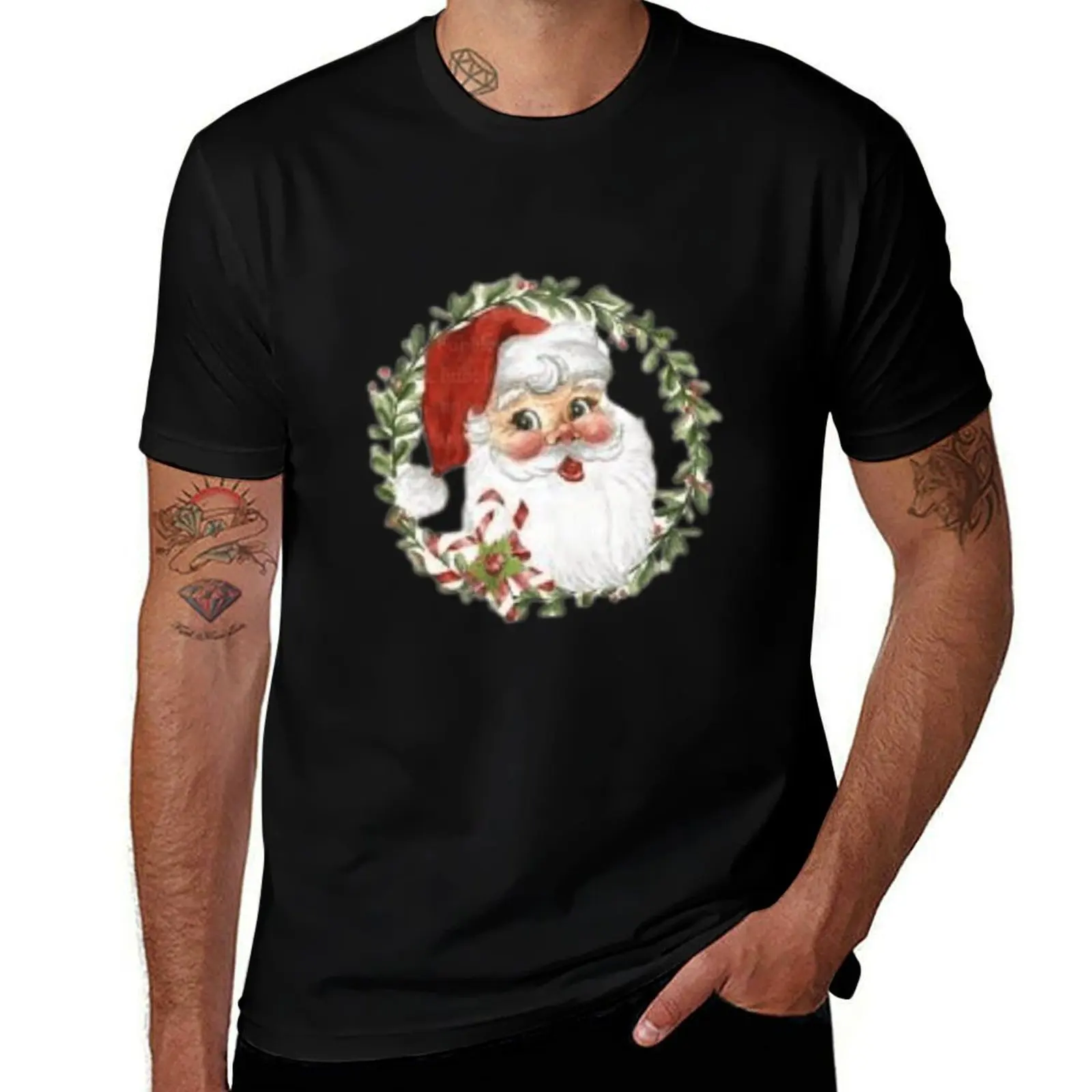 retro vintage pink santa claus T-Shirt custom t-shirts aesthetic clothes mens fashion