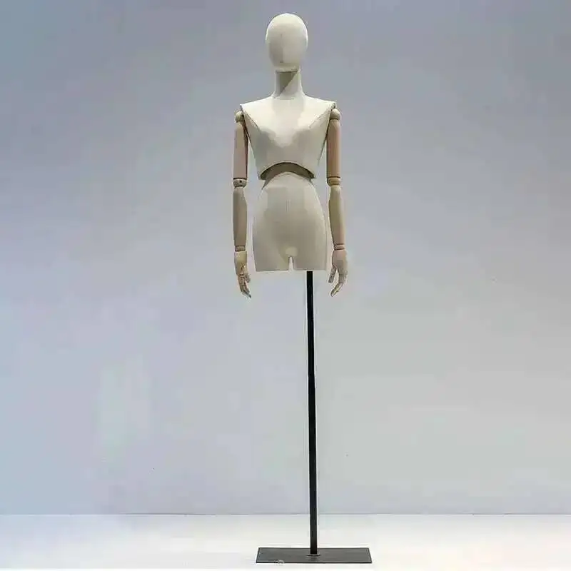

Stand Fabric Wooden Display Mannequin for Arm Wedding Cloting Dress Bust Mannequin Woman Adjustable Rack Metal Base Mannequin