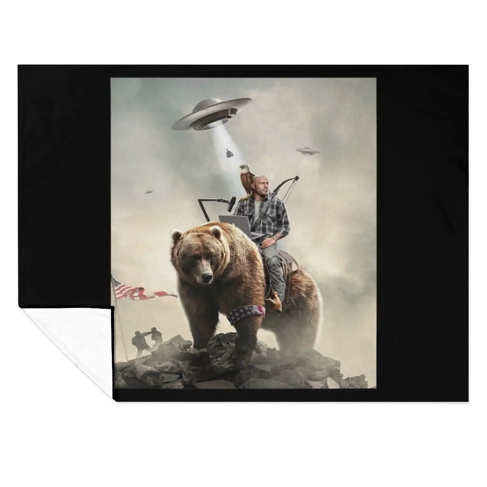 

Joe Rogan Riding A Bear (+ Aliens) Throw Blanket For Baby Decoratives Luxury heavy to sleep Blankets