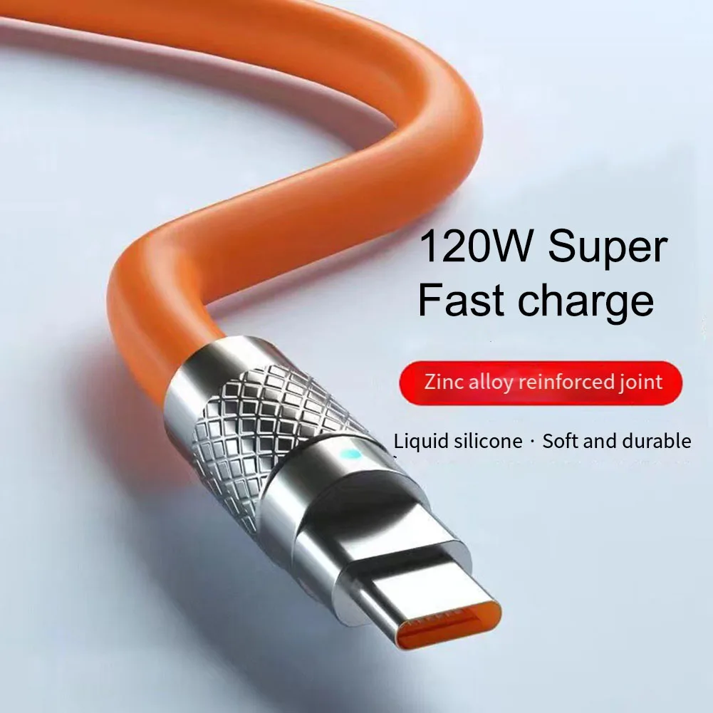 120W Data Cable Fast Charging Silicone Type C To USB Cable For Xiaomi For  For Huawei For Samsung Mobile Phones Digital Cables