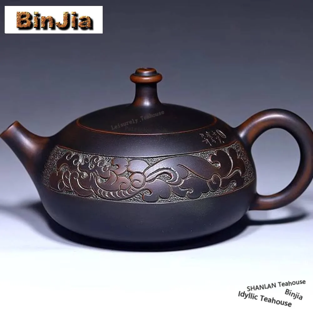 Chinese Purple Clay Tea Pot Handmade Qinzhou Nixing Pottery Filter Kettle Home Beauty Infuser Custom Dragon Phoenix Set Supplies