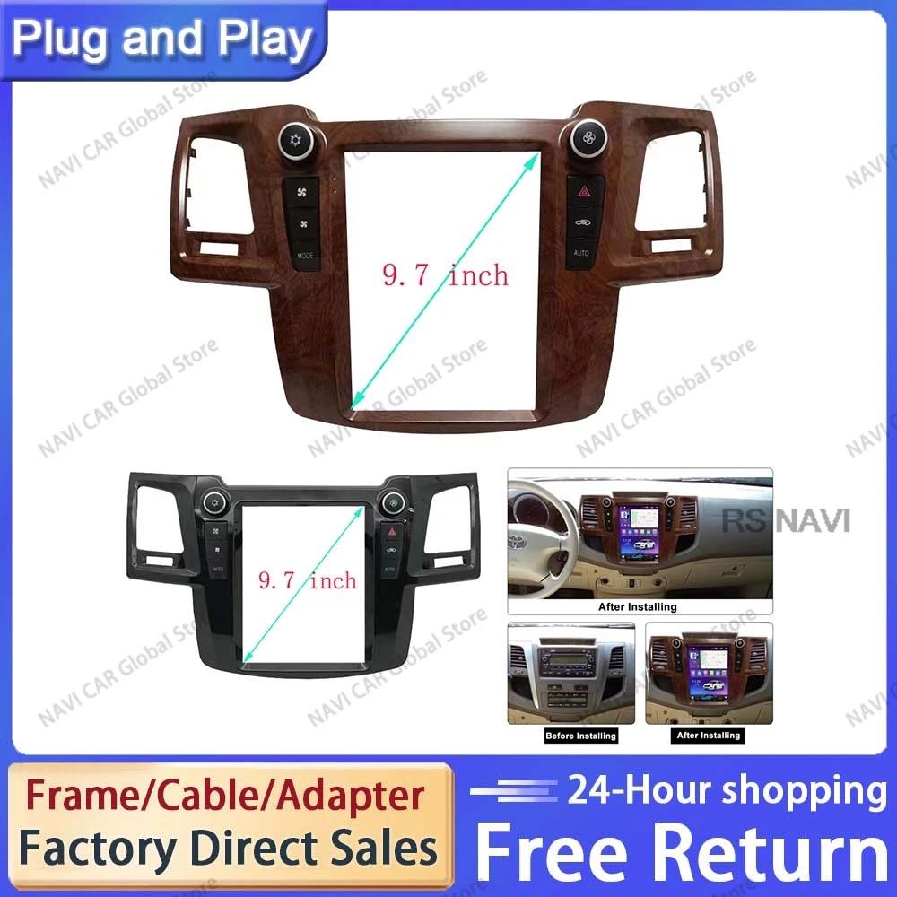 NAVI 9.7 INCH Car Frame Fascia Adapter Tesla Style Radio Dash Fitting Panel Kit For Toyota Vigo Hilux Fortuner 2005 - 2014 Audio