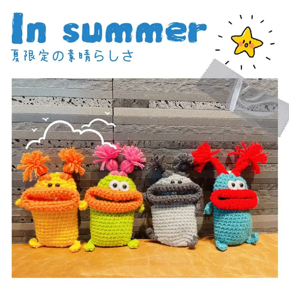 Ropa, regalo para niños, llavero para mujer, bolsa para llaves con boca de salchicha, colgante de llave de boca grande, funda para llaves tejida, bolsa para llaves de lana tejida a mano