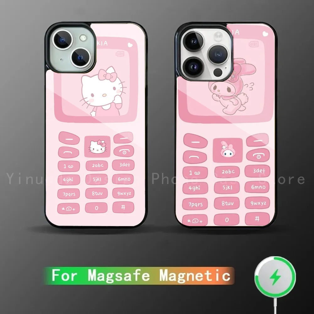 S-Sanrio Phone Phone Case Strong Magnetic For IPhone 16 15 14 13 Pro Max 11 12 Mini Alex Mirror For Magsafe