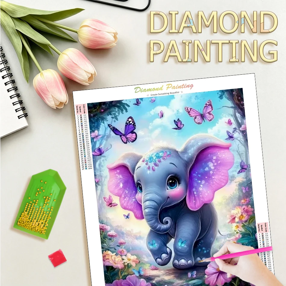 

GATYZTORY 5d Diamond Painting Kits For Adults Home Wall Art Decor Rhinestone Art Crafts Elephant Full Round/Square Diamond Art
