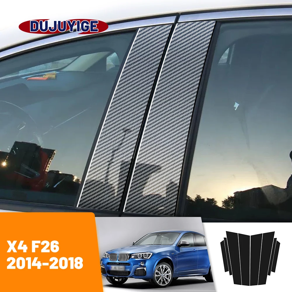 

For BMW X4 F26 2014-2018 2015 2016 2017 Carbon Fiber Window Door Column Deal B C Pillar Post Cover Trim Sticker