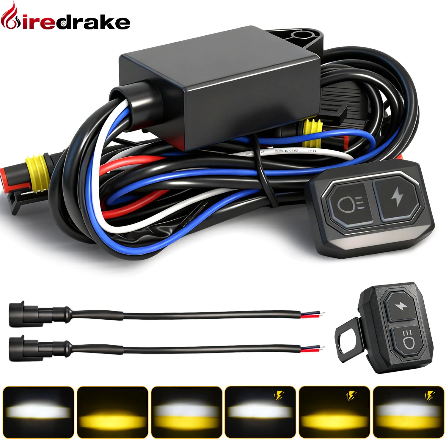 Kit de Cableado para Barra de Luces LED de 14.8 Pies, Cableado de 16AWG para Luces Antiniebla con Interruptor de Encendido/Apagado para Auto, Barco, Camión, Accesorios de Cableado de 120W