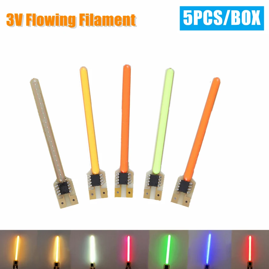 A Box 5 Modes LED Meteor Shower Flowing Water Lamp DC 3V LED COB Filament Diodes Parts Incandescent Light Accessories 40/59/70MM