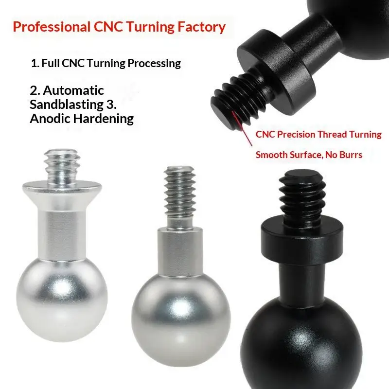 Aluminum 15-25mm Ball Head Adapter To M6 1/4 Bolt: Motorcycle Phone Holder Car Bracket Camera