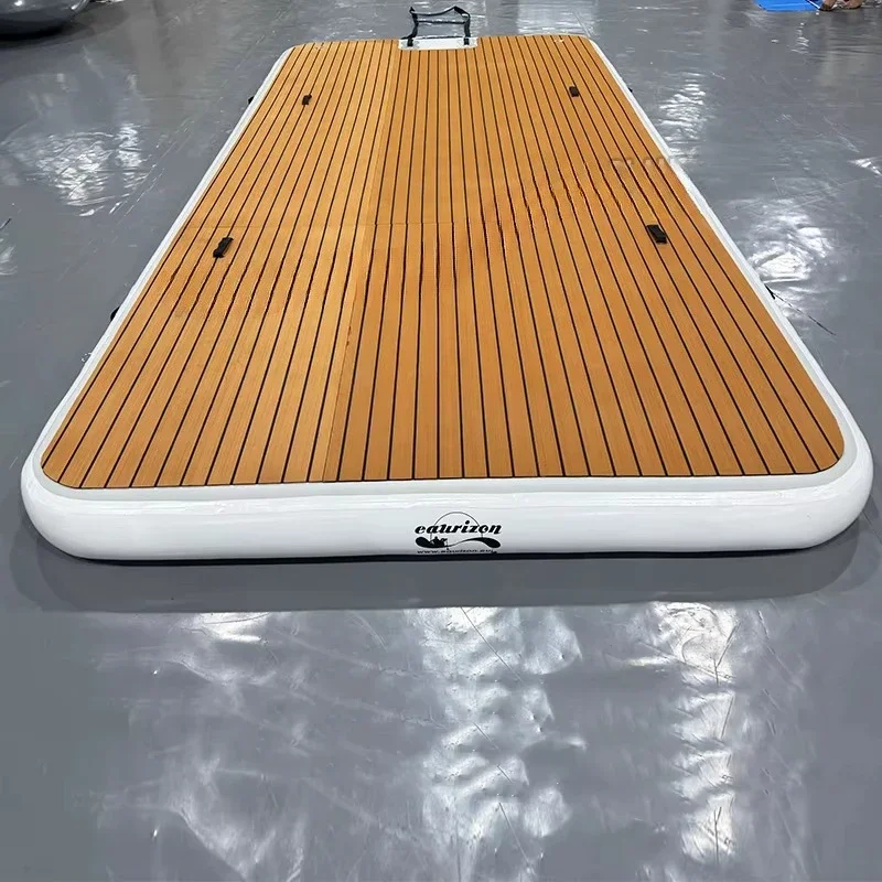 Customized size inflatable pontoon island inflatable pontoon platform with ladder