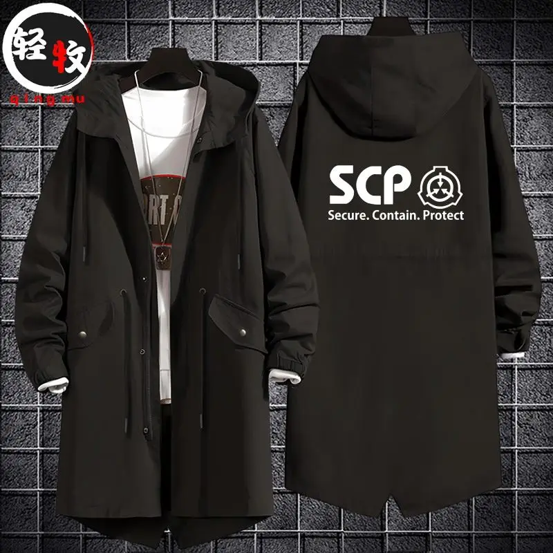 

SCP Foundation Coat Hooded Medium-Length Men's Women's Autumn Winter Outerwear Stand Fit Polyester Fiber 00% Cool Sle