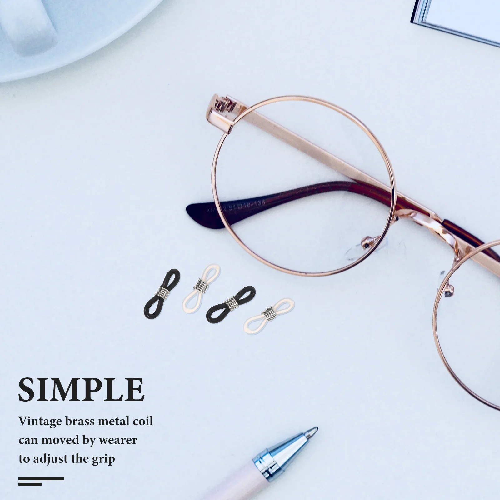 

12pcs Anti-slip Ring for Eyeglasses Chain Cord Vintage Metal Coil Glasses Frame Rope Temple Grips Durable Wearproof Accessories