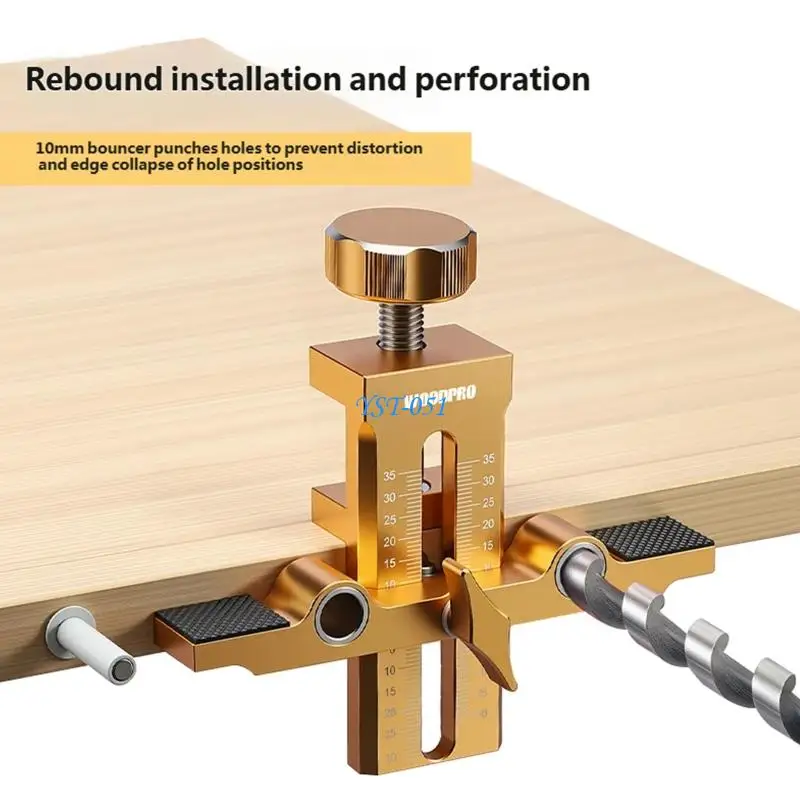 E15A Metal Cabinets Hardware Jig, Locator Drill Guide Drilling Dowelling Guide for Installation Handle Knob