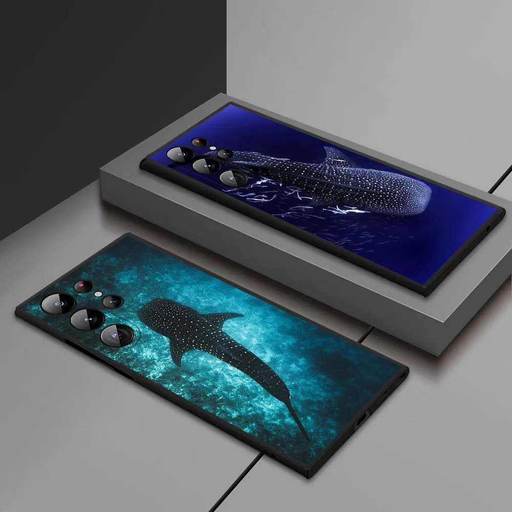 

Ocean Whale Shark Swimming Phone Case For Samsung Galaxy S25 Ultra S22 S23 S24 Ultra S21 S20 5G Protective Soft Silicone TPU Fun