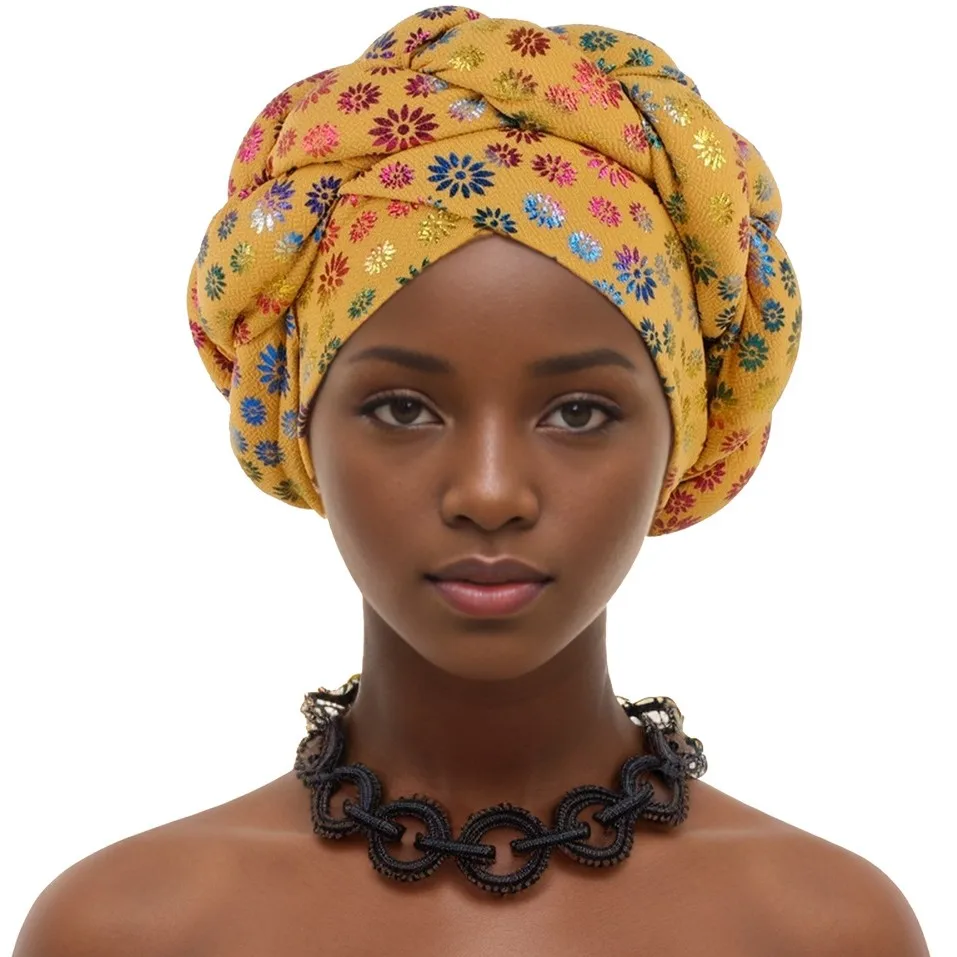 New African Auto Gele Headtie Nigerian Wedding Gele Muslim Turban Cap Arab India Hat Female Head Wraps Turbante Mujer