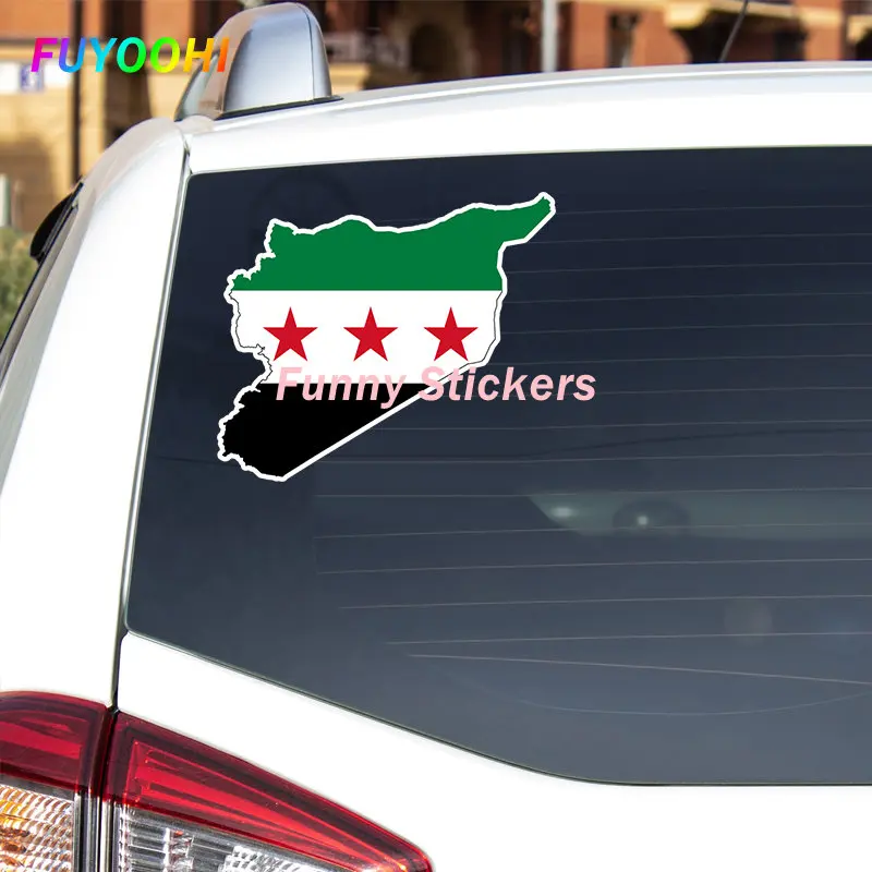 FUYOOHI komik Sticker bayrak haritası suriye araba Sticker su geçirmez vinil çıkartması araba aksesuarları dekor Pegatinas Para Decals çıkartmaları