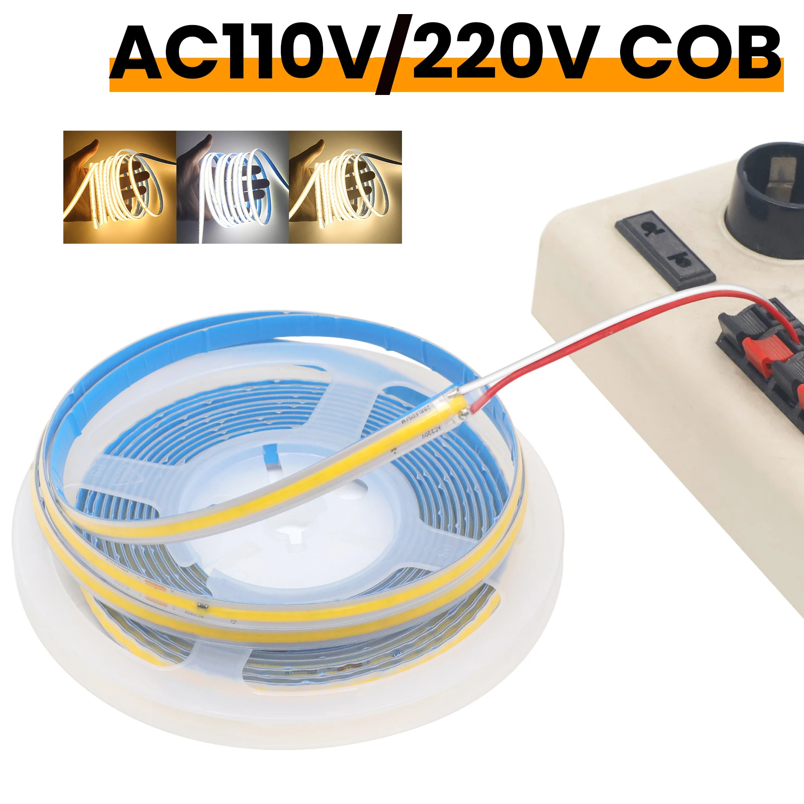 COB Neon Strip Light AC110V 220V IP65 Waterproof 288LED/m No Driver With 2PIN Wire Self-Adhesive Cuttable Home Decor LED Light