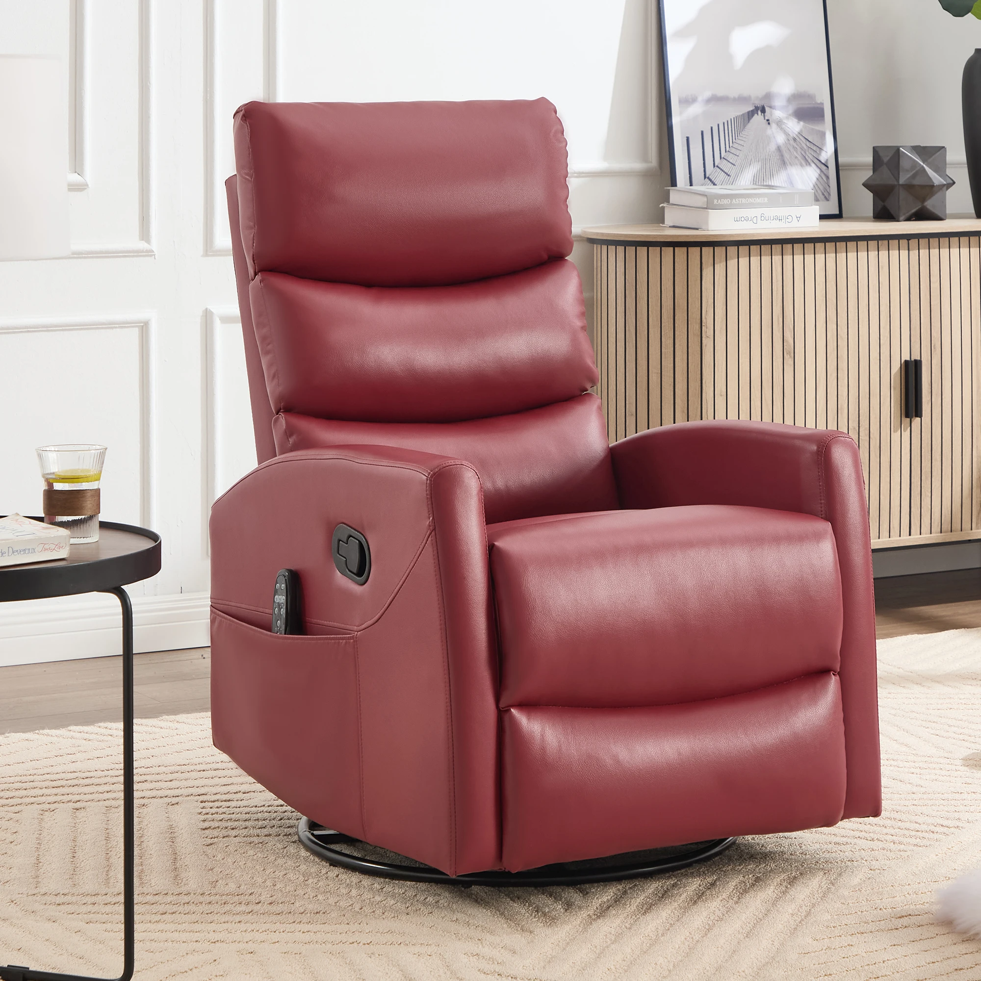 Home Decor Sofa - Poltrona Reclinabile Manuale in Tessuto Rosso,