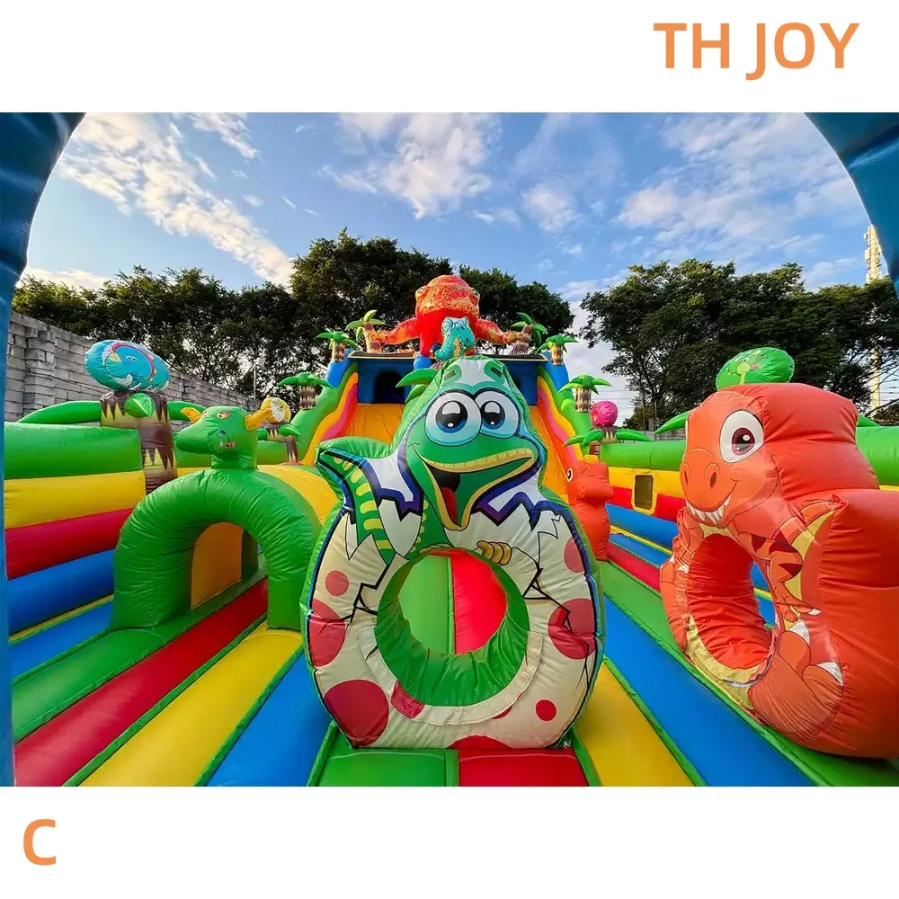 恐竜テーマのインフレータブル遊具、ファンシティバウンサー、ジャンププレイグラウンド、スライド付きバウンシーコンボインフレータブルキャッスル