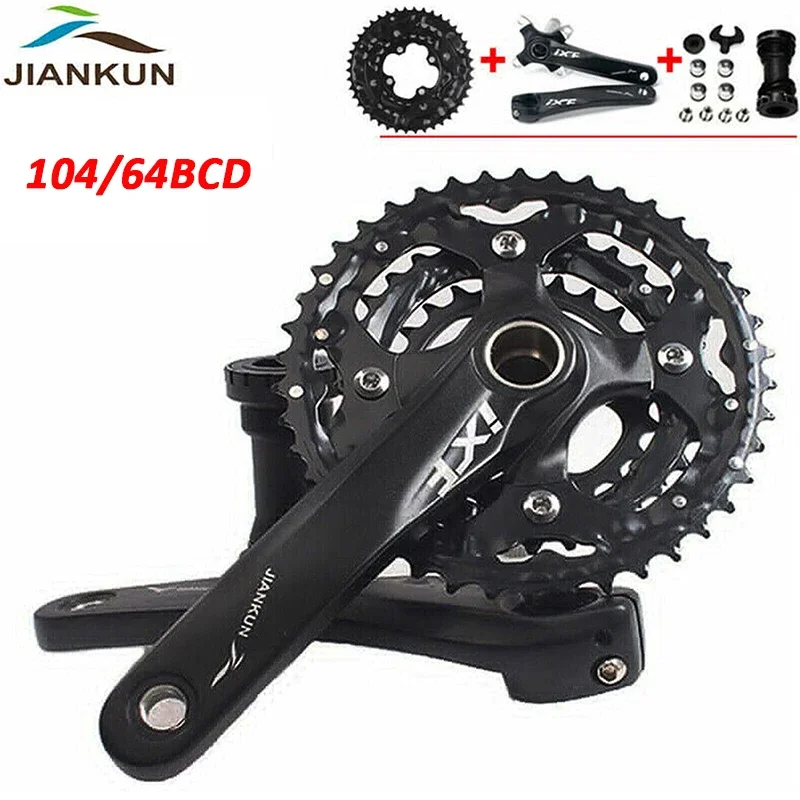 Bike Crankset 3*10s MTB Chainring 24/32/42t Mountain Bike 104/64BCD Crank with BB 170mm Bicycle Crank Set Cycling Parts