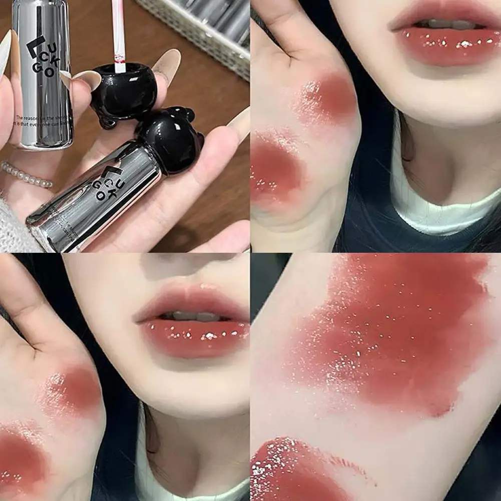 LUCKGO Little Black Cat Lipstick Hydrating Lip Gloss Lightweight Sheer Mirror Finish Gentle Brightening Lip Gloss