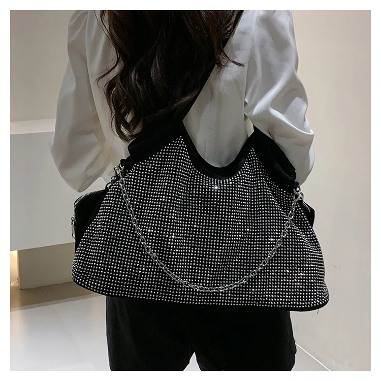 Luxury Band Designer Totes Rhinestones Big Handbag Purse Women Shoulder Crossbody Bag 2023 New Large Capacity Messenger Bag