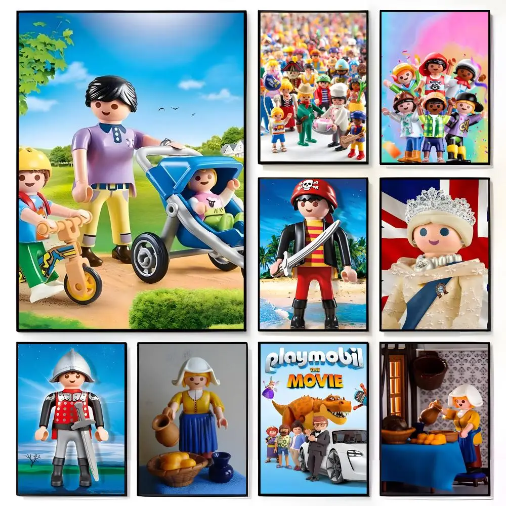 P-Playmobil Comedy Anime Poster Amerikanischer Film Wandbild Kinderzimmer Wanddekoration Druck