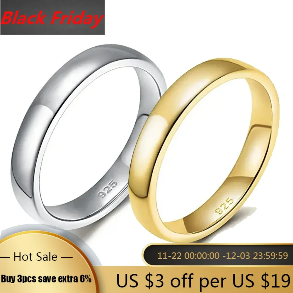 Trumium 2/ 4/6mm 925 Sterling Silver Ring High Polish Plain Dome Wedding Band Comfort Dropshiping