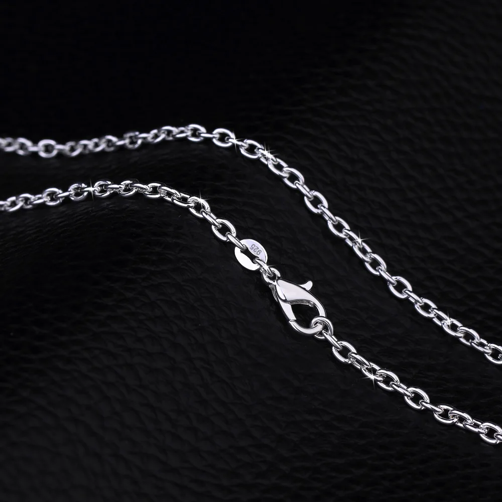 Collar de cadena de plata de ley 925 para hombres y mujeres, joyería DIY, 40cm, 45cm, 50cm, 1mm, 2mm, venta al por mayor, 5 unidades por lote