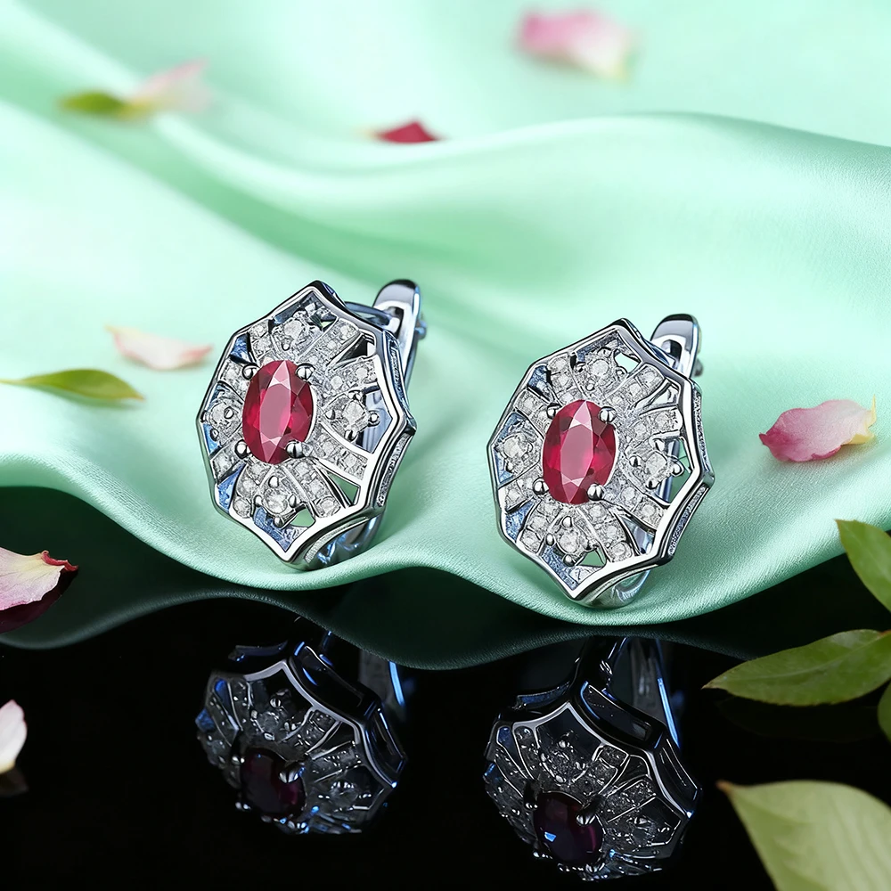 TEMGF Ohrstecker aus S925-Sterlingsilber für Damen, 4 x 5 mm, ovaler Schliff, rot/grün/blau, Zirkon-Ohrringe, modischer, vielseitiger edler Schmuck