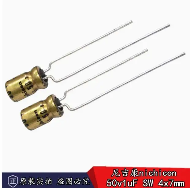 30pcs/lot Japanese original Nichicon SW 50v 1uF imported audio electrolytic capacitor 4 * 7mm free shipping