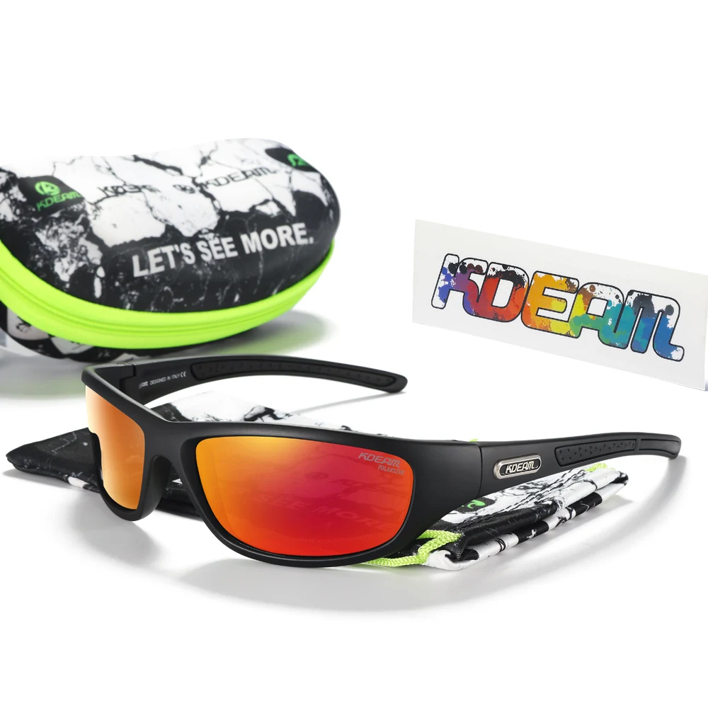 Kdeam fishing performance herren sonnenbrille polarisiert tr90 material markenlogo fahrrad brille mit reiß verschluss koffer kd0701 – Detail 18
