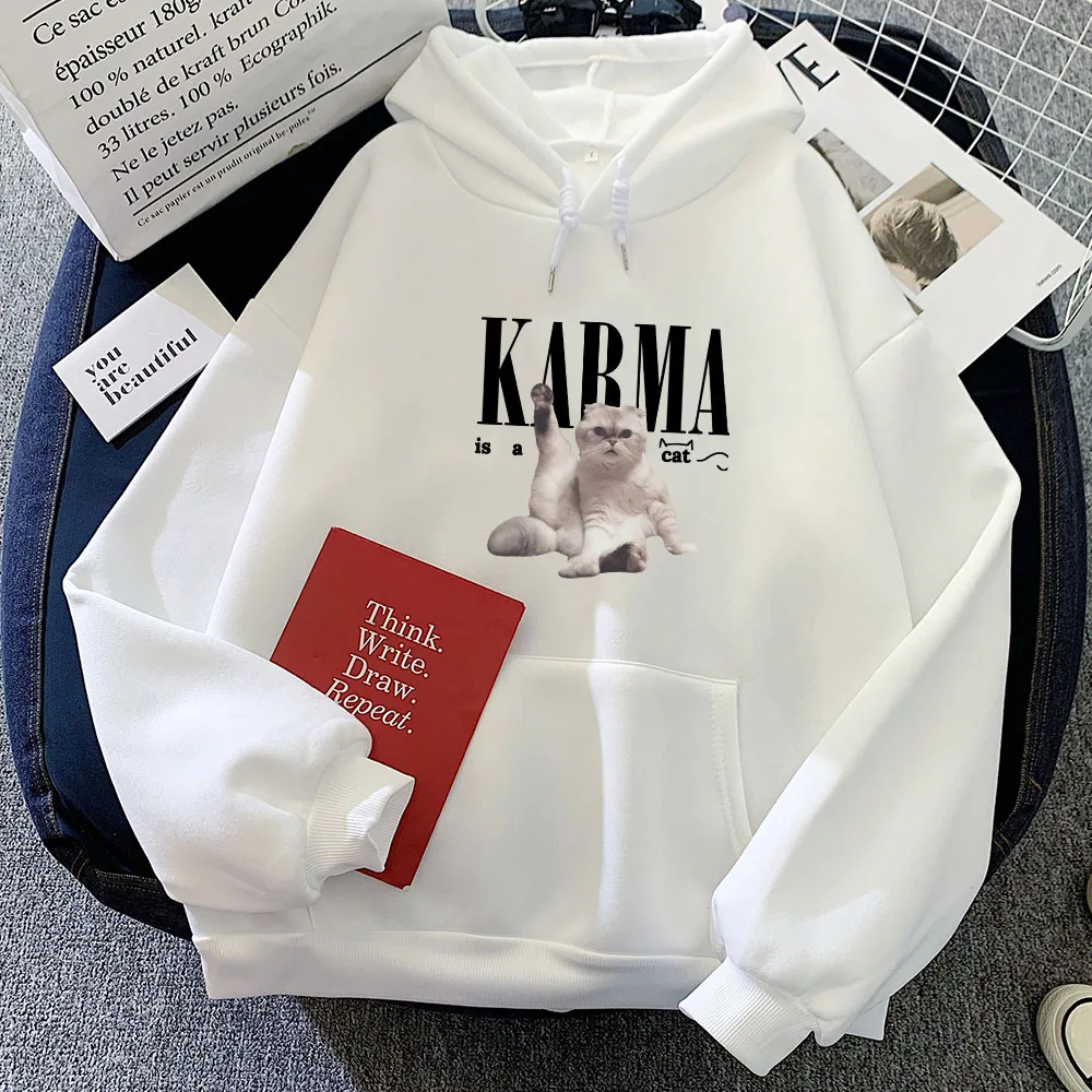 

The Eras Tour Karma Is A Cat Letter Printing Hoodies Women All-Match Fashion Hoody Hip Hop Tops Fleece Streetwear Clothes Custom