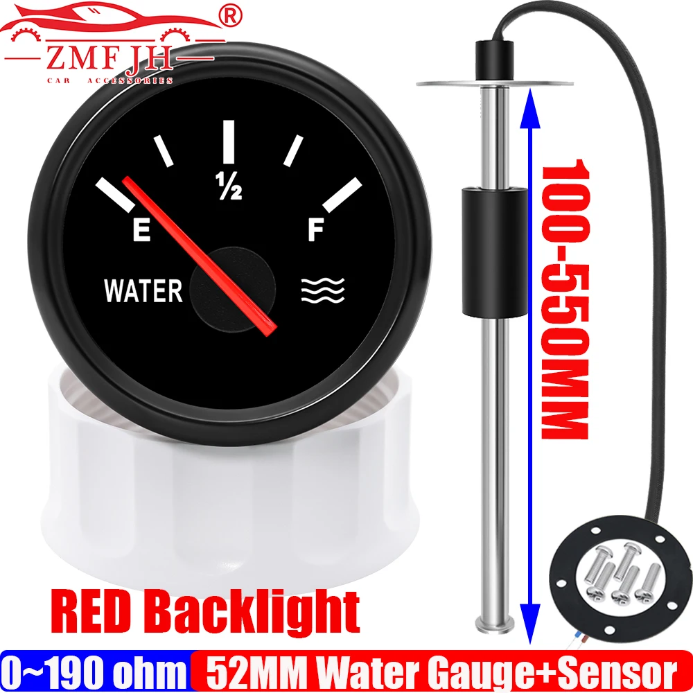 

ZMFJH Red Pointer 52MM Water Level Gauge+Water Level Sensor 0-190ohm Water Meter Indicator for Car Boat Yacht Sensor 250 550MM