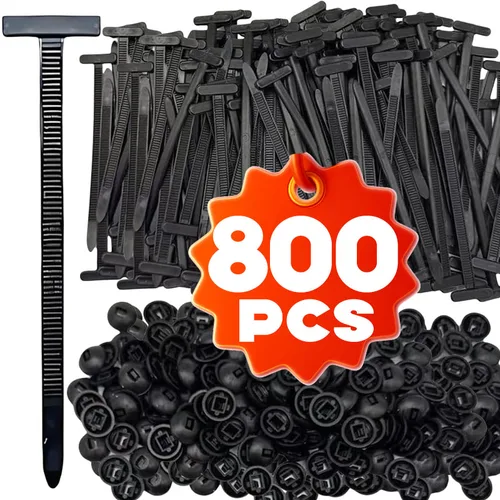 Juego de 10-800 bridas universales de nailon autoblocantes, bridas de cremallera de alta resistencia con pasador y botón, correa de sujeción para reparación diaria de coche