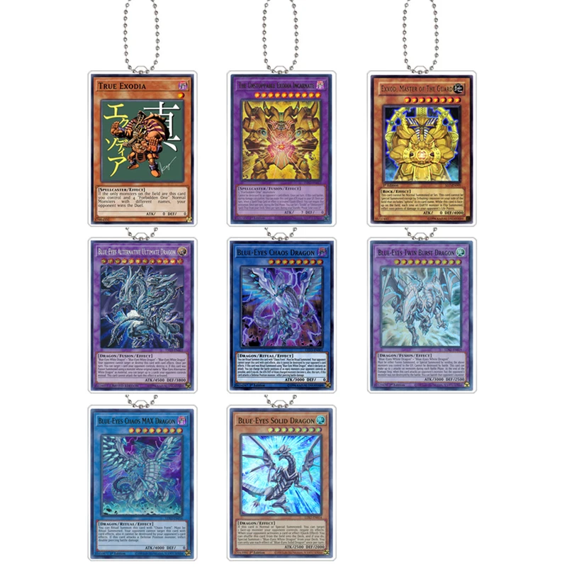 YuGiOh Action Toy Figures Exodia Black Magician Blue-Eyes White Dragon Diy Acrylic Keychain Pendant Anime Classics Game Gift