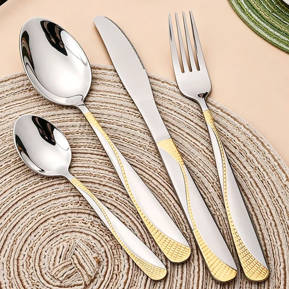 4Pcs Dinnerware Set Knife Fork Coffee Spoon Flatware Set Mirror Stainless Steel Cutlery Set Kitchen Home Tableware Silverware
