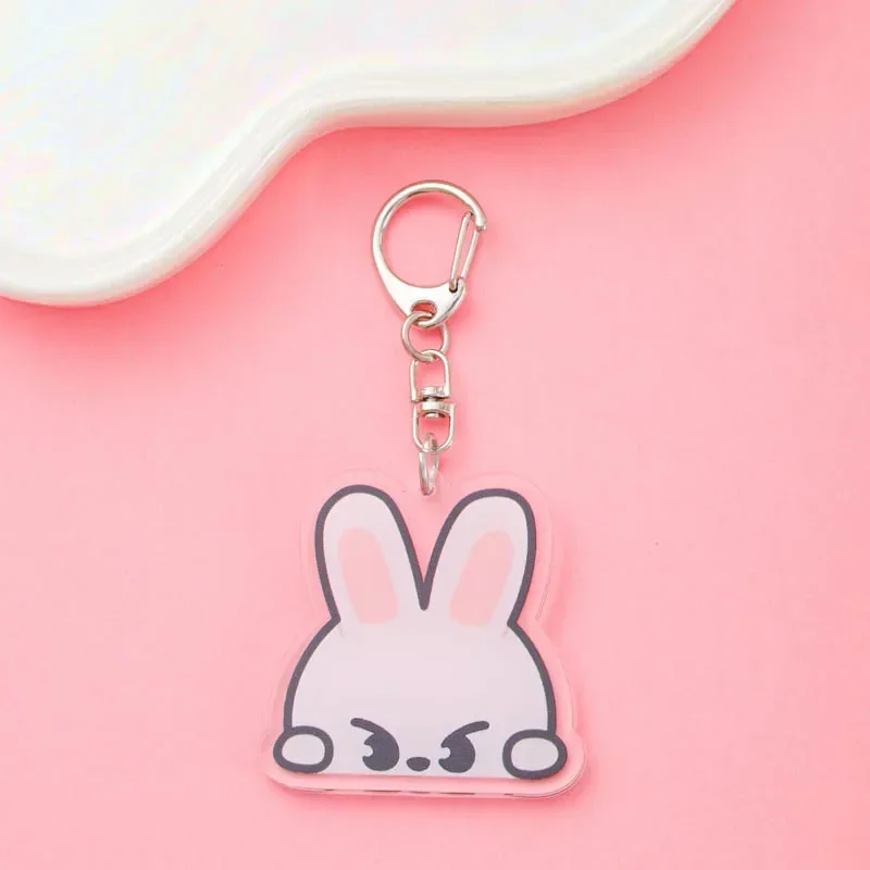 Stray Kids Anime Acrylic KPOP Keychain Accessaries Cartoon Funny Pendant Cute Creative Bag Charm Car Keyring Friends Fans Gifts