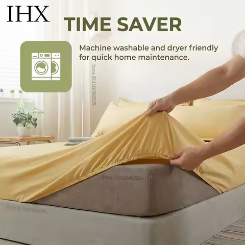 IHX Cotton Fitted Bed Sheet with Elastic Band Mattress Cover for Single Double King Queen Bed 1... product image