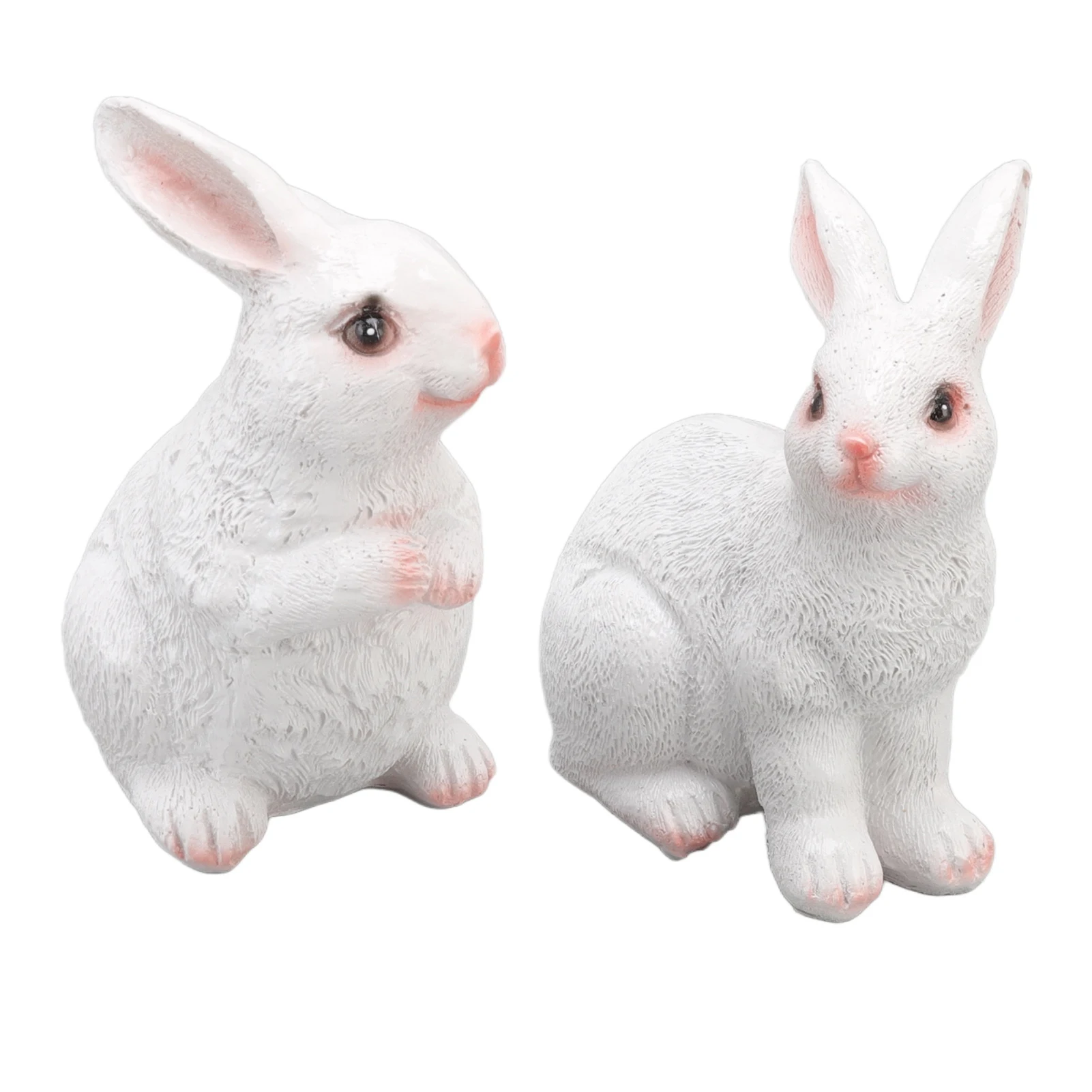 

One Pair Garden Rabbit Statues Synthetic Resin Outdoor Animal Craft Sculpture For Home Patio