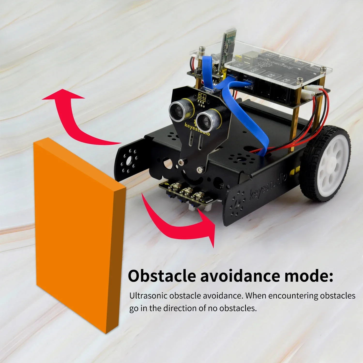 Keyestudio-Robot Educativo programable KEYBOT, Kit de coche TB6612, Control RJ11 accionado por Arduino, programación gráfica