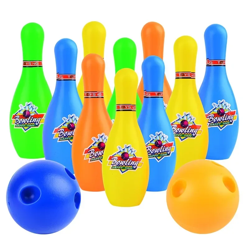 [Funny] 12Pcs/set Sports game baby Bowling Practice toy Grasping/Movement Ability developing toys 10 bottles + 2 balls best gift