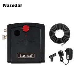 Nasedal Mini Airbrush Air Compressor with Airbrush Holder Air Hose for Nail Art Makeup Tattoo Model Car Painting Cake Decoration