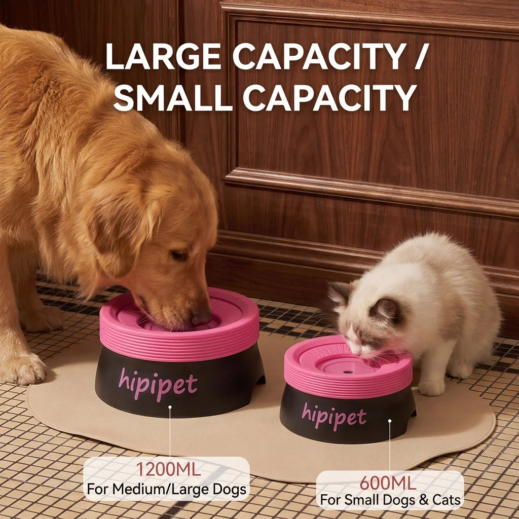 Pet Water Bowl Anti Wet Chin Water Feeder Blocks Floating Fur Dust Food Grade PP Easy To Clean 600ml/1200ml Optional for Cat Dog