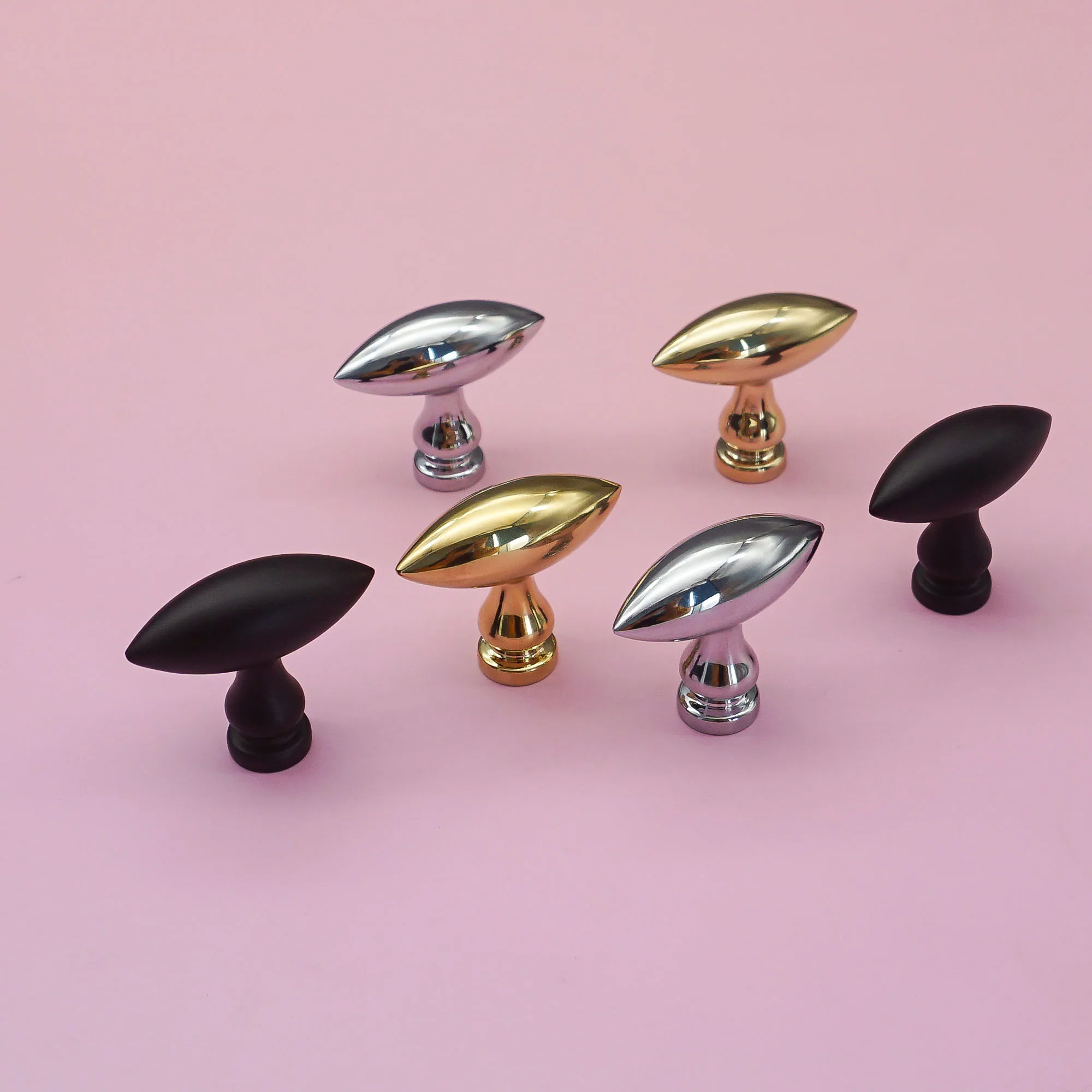 Olive Shaped Single Hole Cabinet Handles Black Chrome Gold Solid Brass Cupboard Door Knobs Modern Simple Furniture Hardware