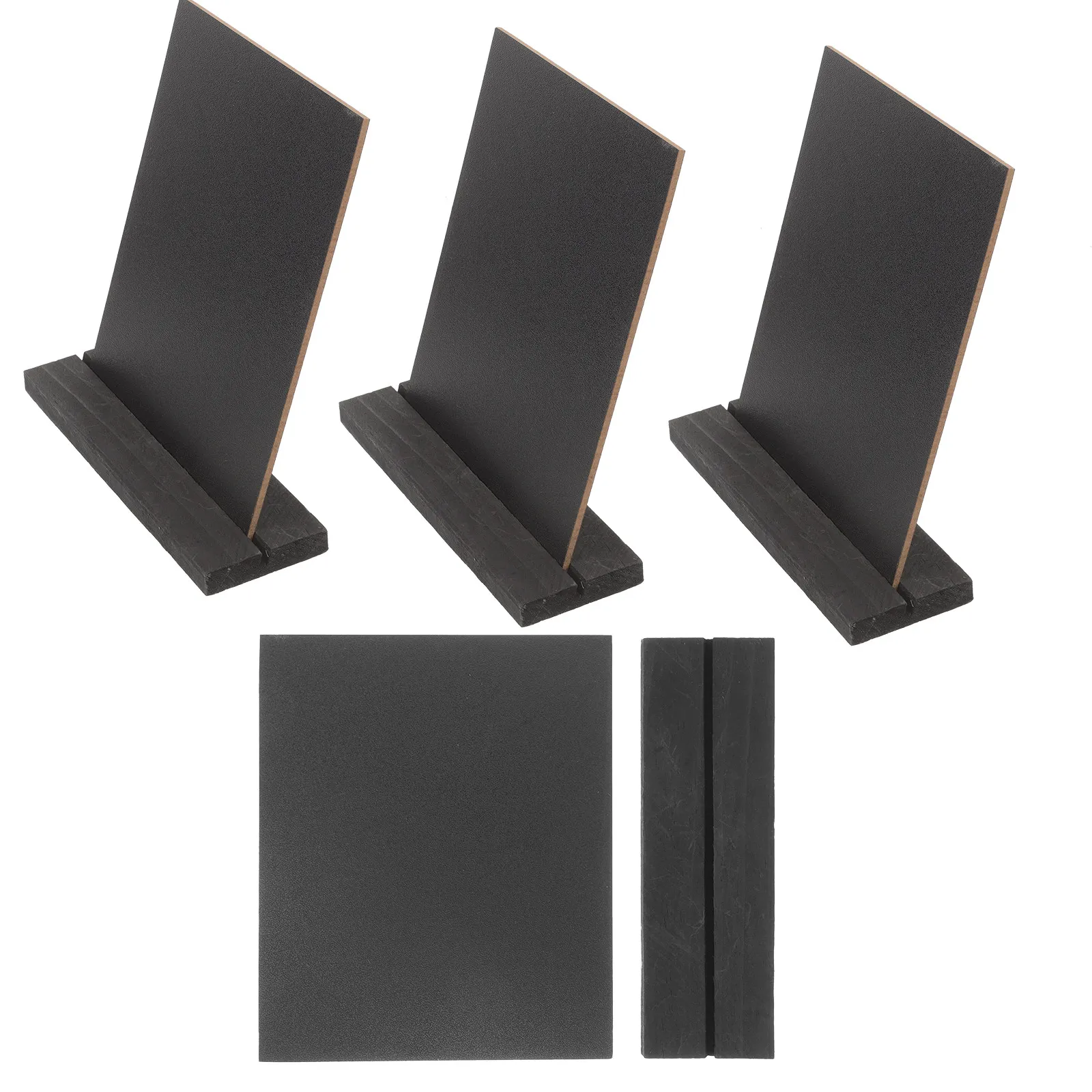 

4Pcs Creative Double-Sided Mini Blackboard Writing Board with Solid Wooden Base for Home Bedroom Living Room Kitchen Garden
